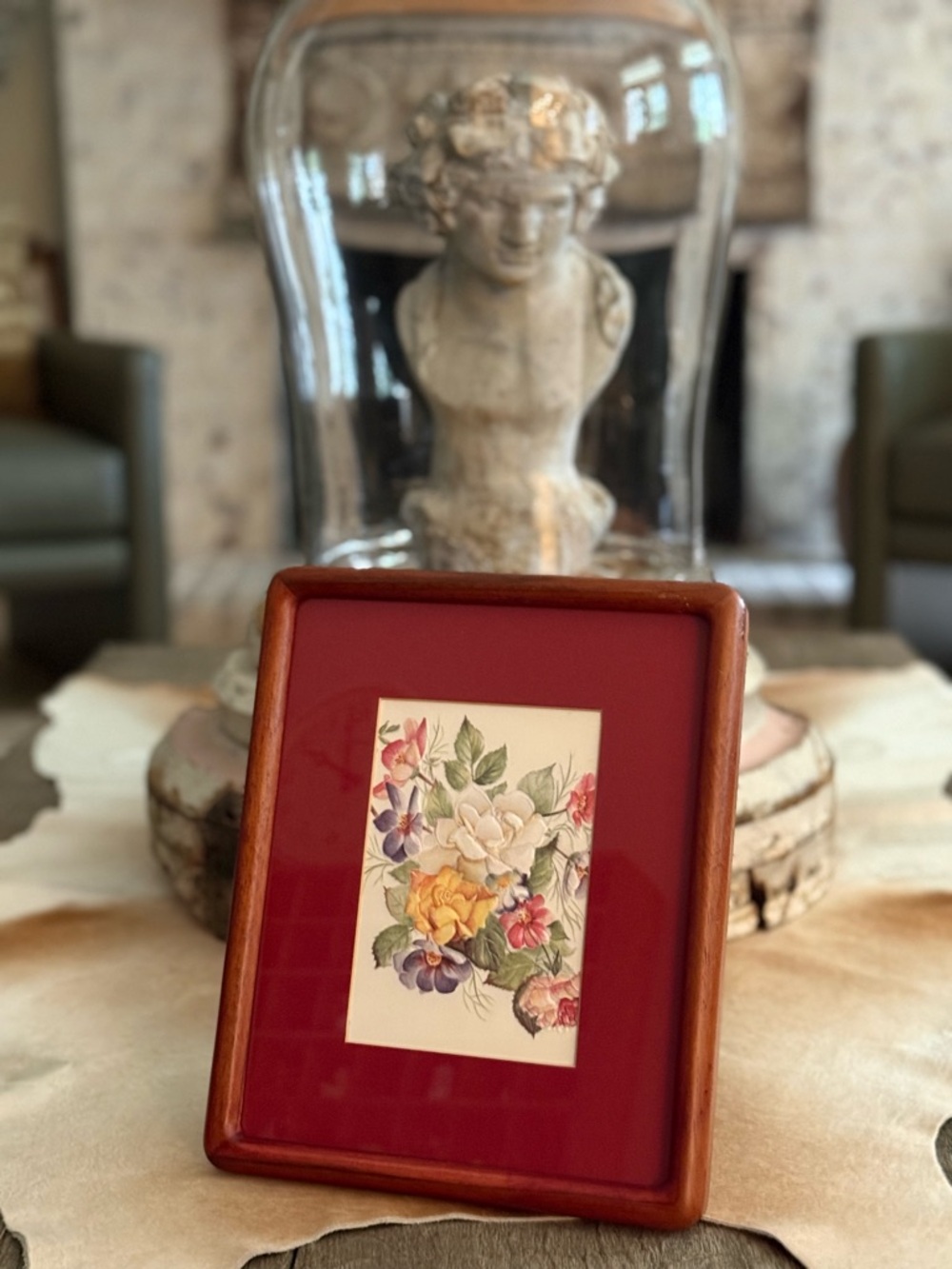 Wooden Picture Frame with Floral Art Home Accents